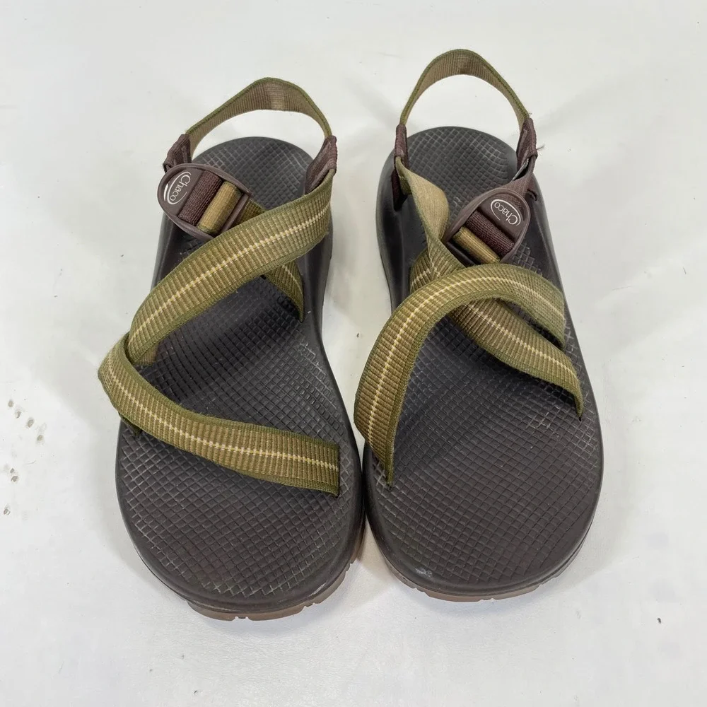 Chaco Z/1 Classic Mens 11 Brown Olive Green Vibram Sole Sport Sandals
